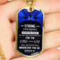 Be Strong Joshua 1:9 Christian Necklace Stainless Steel or 18k Gold Dog Tag 24"-Express Your Love Gifts