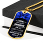 Be Strong Joshua 1:9 Christian Necklace Stainless Steel or 18k Gold Dog Tag 24"-Express Your Love Gifts