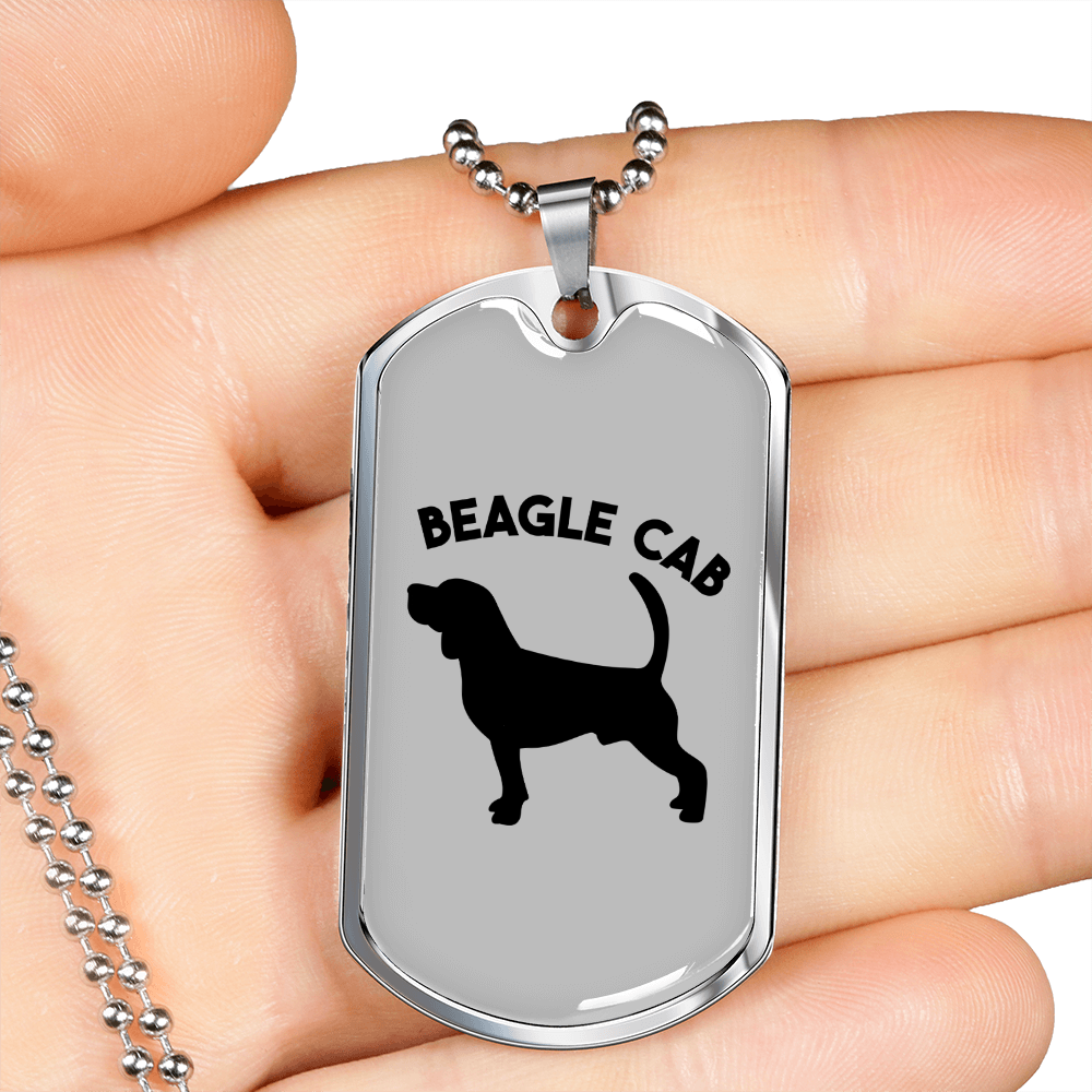 Beagle Cab Necklace Stainless Steel or 18k Gold Dog Tag 24" Chain-Express Your Love Gifts