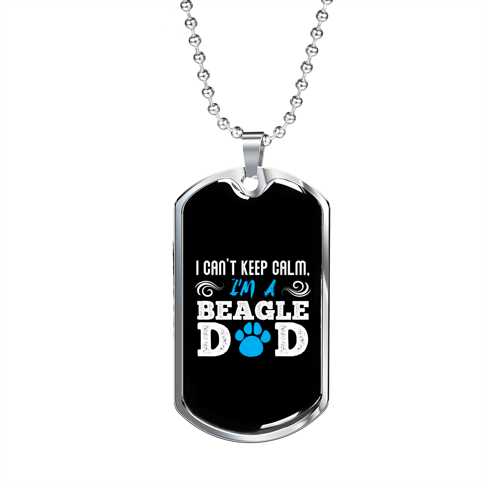 Beagle Dad Necklace Stainless Steel or 18k Gold Dog Tag 24" Chain-Express Your Love Gifts