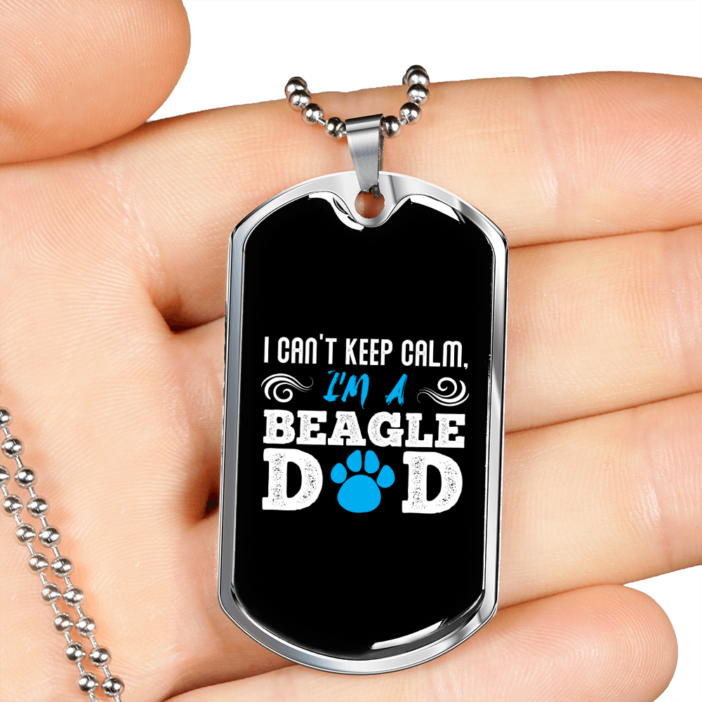 Beagle Dad Necklace Stainless Steel or 18k Gold Dog Tag 24" Chain-Express Your Love Gifts