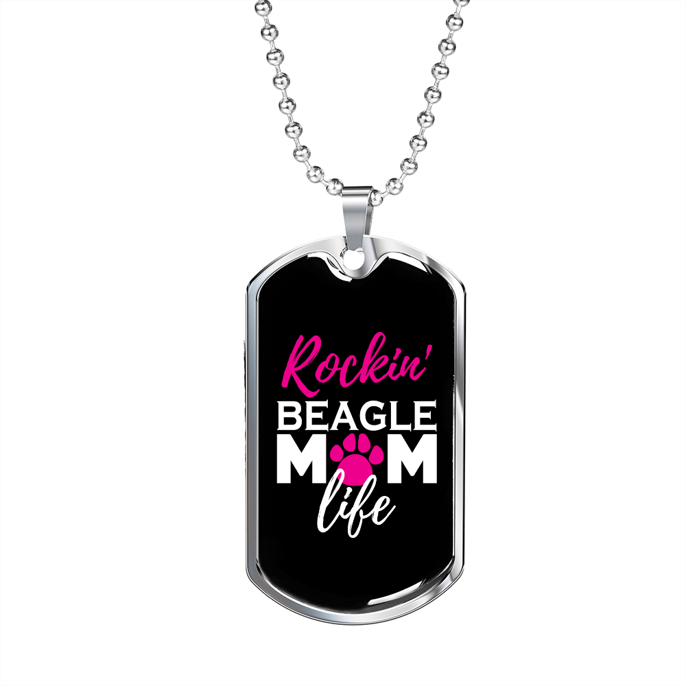 Beagle Mom Life Necklace Stainless Steel or 18k Gold Dog Tag 24" Chain-Express Your Love Gifts