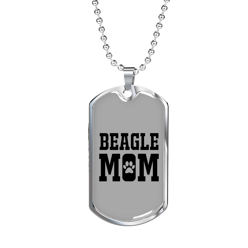 Beagle Mom Plain Necklace Stainless Steel or 18k Gold Dog Tag 24" Chain-Express Your Love Gifts