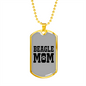 Beagle Mom Plain Necklace Stainless Steel or 18k Gold Dog Tag 24" Chain-Express Your Love Gifts
