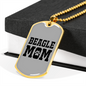 Beagle Mom Plain Necklace Stainless Steel or 18k Gold Dog Tag 24" Chain-Express Your Love Gifts