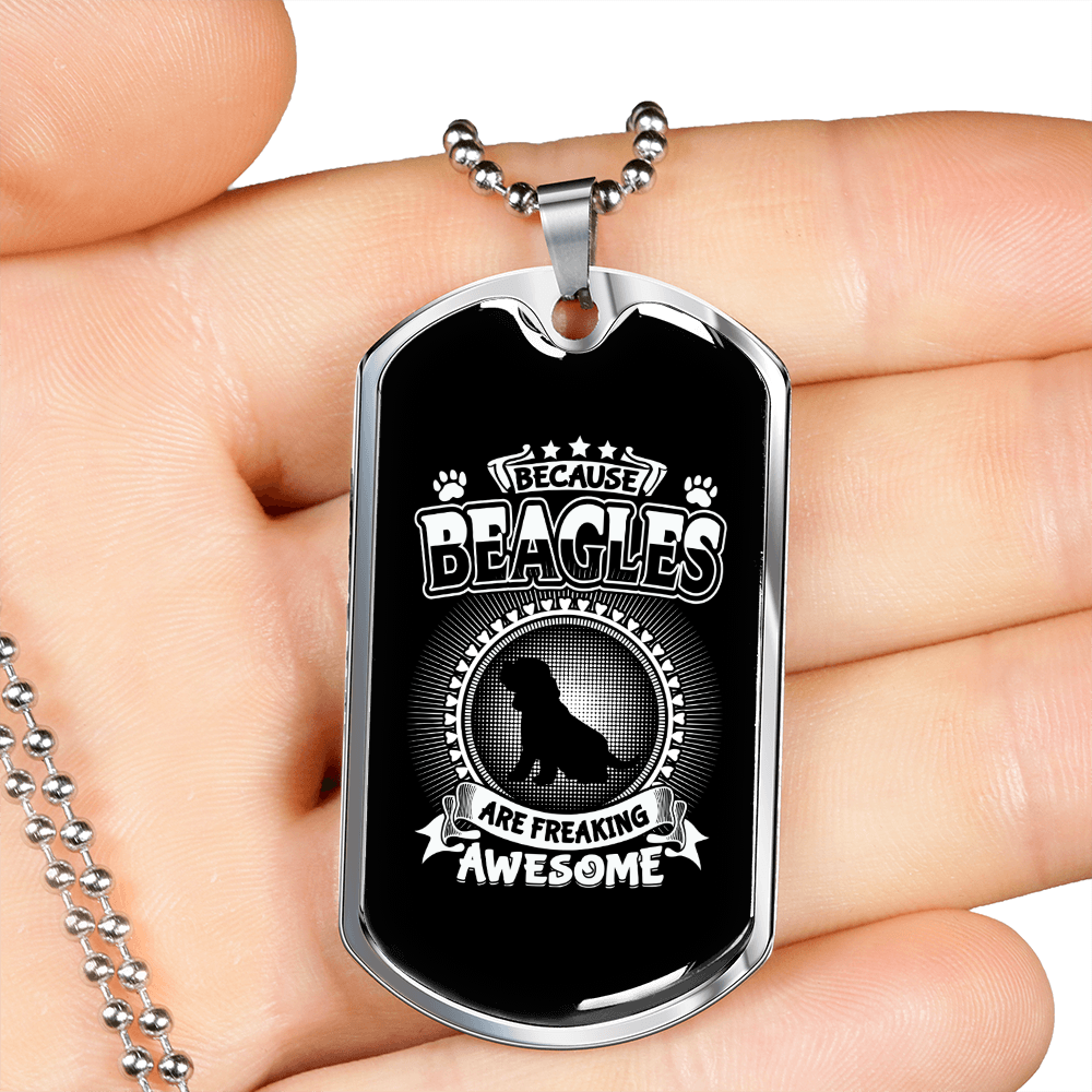 Beagles Necklace Stainless Steel or 18k Gold Dog Tag 24" Chain-Express Your Love Gifts
