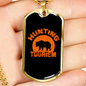 Bear Hunting Tourism Necklace Stainless Steel or 18k Gold Dog Tag 24"-Express Your Love Gifts