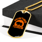 Bear Hunting Tourism Necklace Stainless Steel or 18k Gold Dog Tag 24"-Express Your Love Gifts