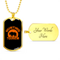 Bear Hunting Tourism Necklace Stainless Steel or 18k Gold Dog Tag 24"-Express Your Love Gifts