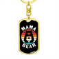 Bear Mama Mom Keychain Stainless Steel or 18k Gold Dog Tag Keyring-Express Your Love Gifts