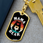 Bear Mama Mom Keychain Stainless Steel or 18k Gold Dog Tag Keyring-Express Your Love Gifts