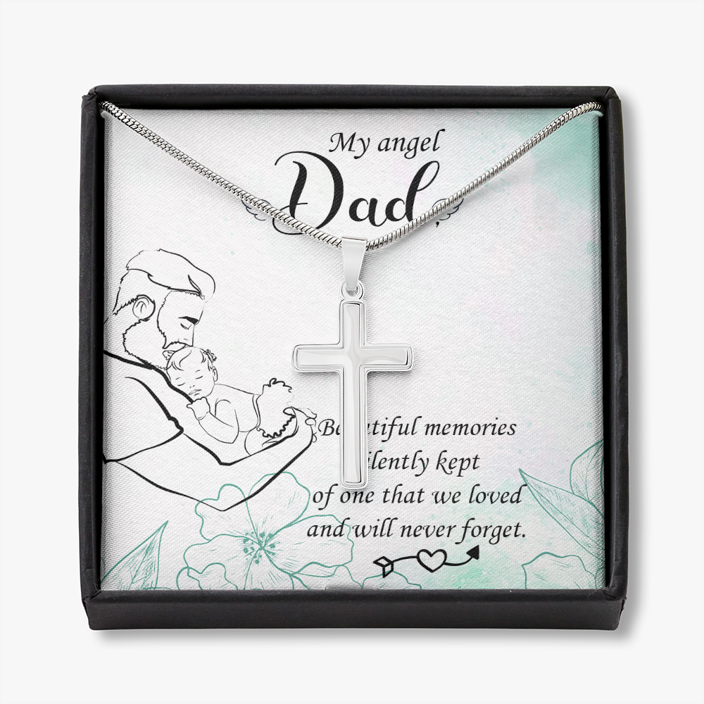 Beautiful Memories Dad Memorial Gift Dad Memorial Cross Necklace Sympathy Gift Loss of Father Condolence Message Card-Express Your Love Gifts