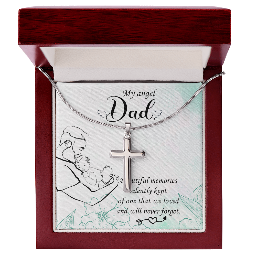 Beautiful Memories Dad Memorial Gift Dad Memorial Cross Necklace Sympathy Gift Loss of Father Condolence Message Card-Express Your Love Gifts