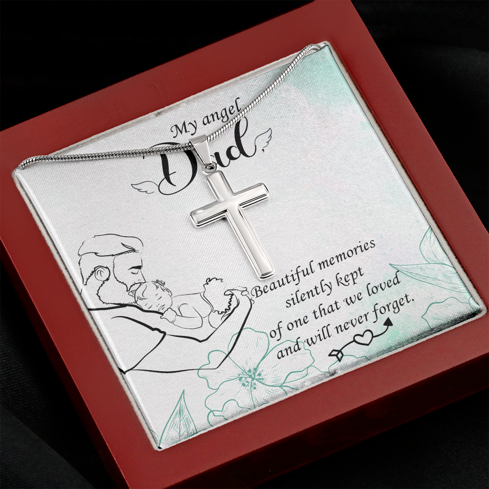 Beautiful Memories Dad Memorial Gift Dad Memorial Cross Necklace Sympathy Gift Loss of Father Condolence Message Card-Express Your Love Gifts