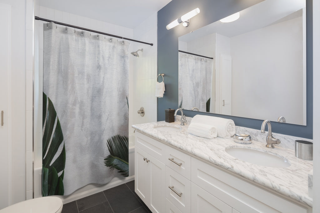 Beautiful Tropical Leaves Stylish Design 71" x 74" Elegant Waterproof Shower Curtain for a Spa-like Bathroom Paradise Exceptional Craftsmanship-Express Your Love Gifts