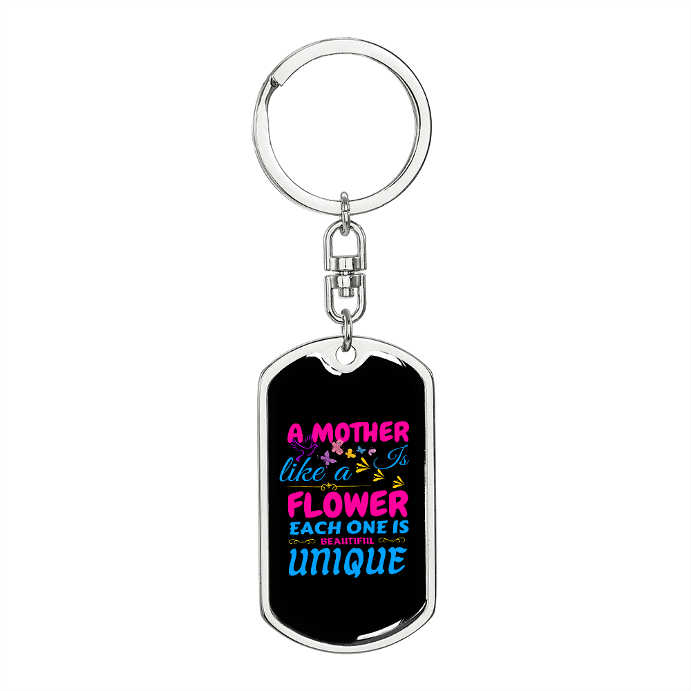 Beautiful Unique Mom Keychain Stainless Steel or 18k Gold Dog Tag Keyring-Express Your Love Gifts