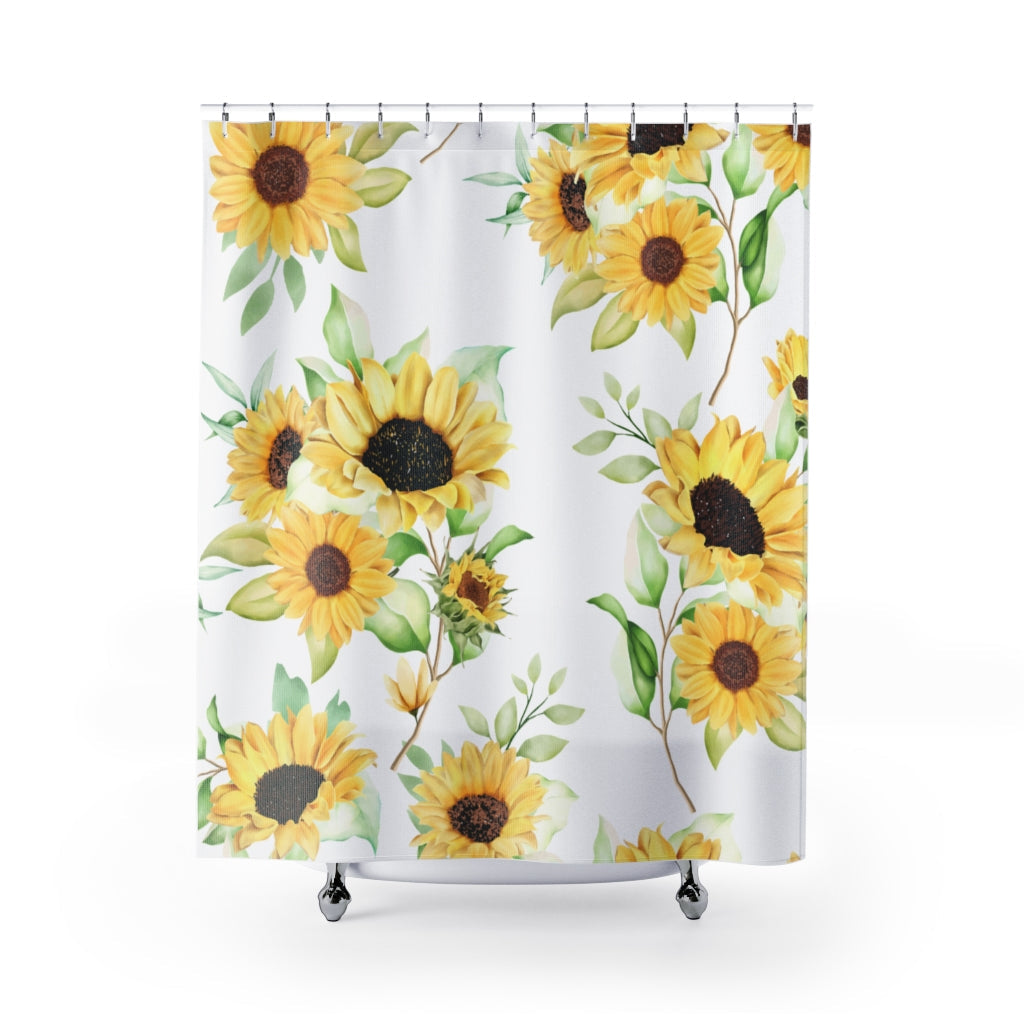 Beautiful Watercolor Sunflower Stylish Design 71" x 74" Elegant Waterproof Shower Curtain for a Spa-like Bathroom Paradise Exceptional Craftsmanship-Express Your Love Gifts
