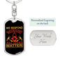 Because All Lives Matter Firefighter Keychain Stainless Steel or 18k Gold Dog Tag Keyring-Express Your Love Gifts