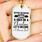 Become A Human First Necklace Stainless Steel or 18k Gold Dog Tag 24" Chain-Express Your Love Gifts