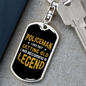 Becoming A Legend Keychain Stainless Steel or 18k Gold Dog Tag Keyring-Express Your Love Gifts