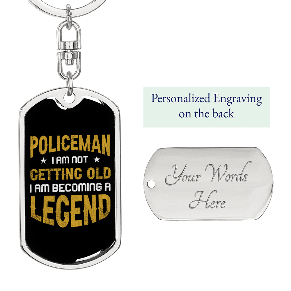 Becoming A Legend Keychain Stainless Steel or 18k Gold Dog Tag Keyring-Express Your Love Gifts