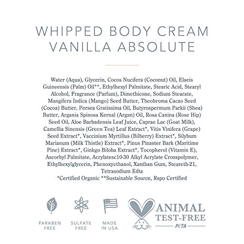 Beekman 1802 Whipped Body Cream Vanilla Absolute Goat Milk Body Butter Daily Hydration for Dry Skin - Naturally Exfoliating Body Cream - Good for Sensitive Skin - Goat Milk Bodycare - 8 oz-Express Your Love Gifts