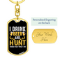 Beer And Hunt Keychain Stainless Steel or 18k Gold Dog Tag Keyring-Express Your Love Gifts