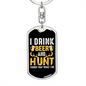 Beer And Hunt Keychain Stainless Steel or 18k Gold Dog Tag Keyring-Express Your Love Gifts