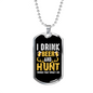 Beer And Hunt Necklace Stainless Steel or 18k Gold Dog Tag 24" Chain-Express Your Love Gifts