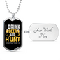 Beer And Hunt Necklace Stainless Steel or 18k Gold Dog Tag 24" Chain-Express Your Love Gifts