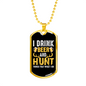 Beer And Hunt Necklace Stainless Steel or 18k Gold Dog Tag 24" Chain-Express Your Love Gifts