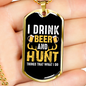 Beer And Hunt Necklace Stainless Steel or 18k Gold Dog Tag 24" Chain-Express Your Love Gifts