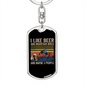 Beer And Mountain Bikes Cycling Keychain Stainless Steel or 18k Gold Dog Tag Keyring-Express Your Love Gifts