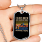 Beer And Mountain Bikes Necklace Stainless Steel or 18k Gold Dog Tag 24"-Express Your Love Gifts