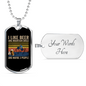 Beer And Mountain Bikes Necklace Stainless Steel or 18k Gold Dog Tag 24"-Express Your Love Gifts