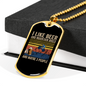 Beer And Mountain Bikes Necklace Stainless Steel or 18k Gold Dog Tag 24"-Express Your Love Gifts