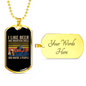 Beer And Mountain Bikes Necklace Stainless Steel or 18k Gold Dog Tag 24"-Express Your Love Gifts