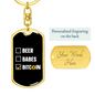 Beer Babes Bitcoin Crypto Keychain Stainless Steel or 18k Gold Dog Tag Keyring-Express Your Love Gifts