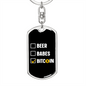 Beer Babes Bitcoin Crypto Keychain Stainless Steel or 18k Gold Dog Tag Keyring-Express Your Love Gifts