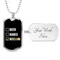 Beer Babes Bitcoin Crypto White Necklace Stainless Steel or 18k Gold Dog Tag 24" Chain-Express Your Love Gifts