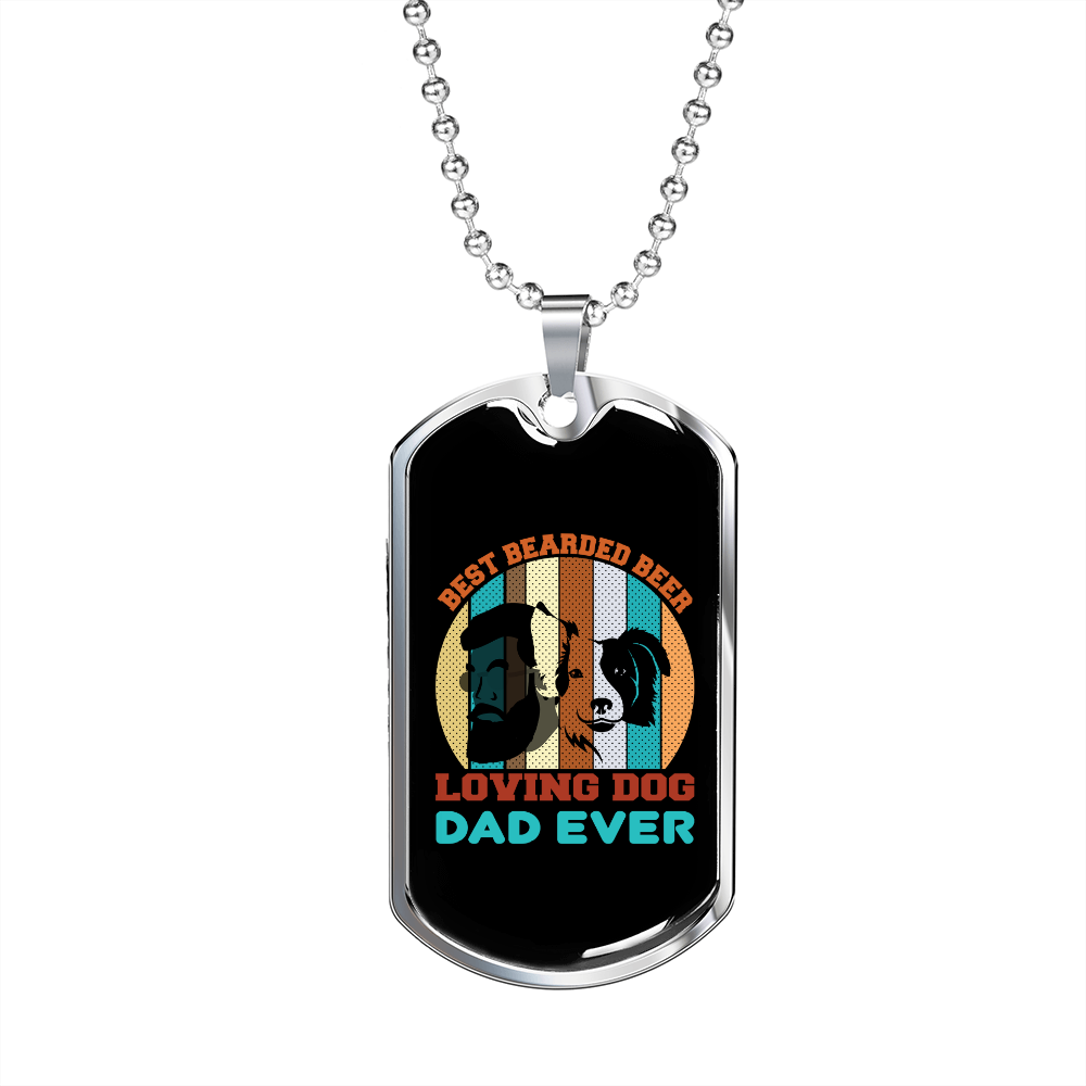 Beer Loving Dad Necklace Stainless Steel or 18k Gold Dog Tag 24" Chain-Express Your Love Gifts