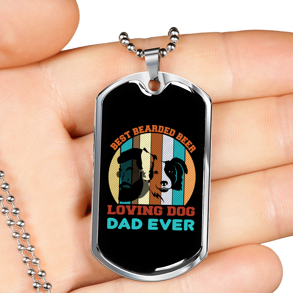 Beer Loving Dad Necklace Stainless Steel or 18k Gold Dog Tag 24" Chain-Express Your Love Gifts