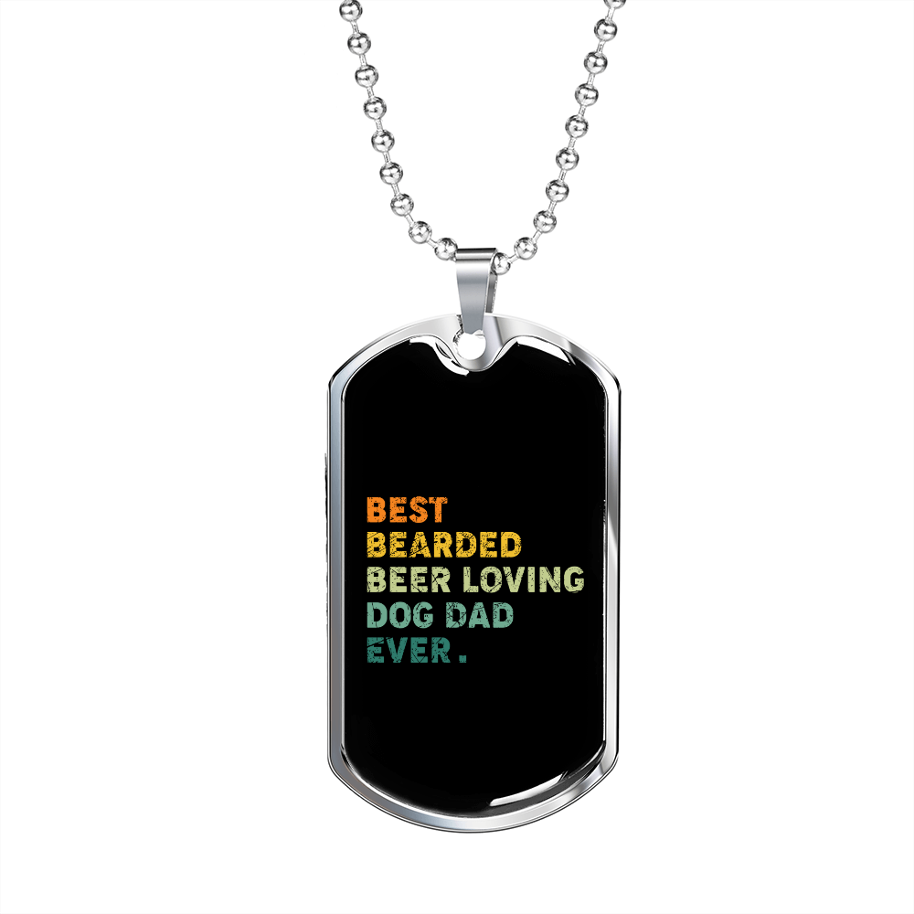 Beer Loving Dad Plain Necklace Stainless Steel or 18k Gold Dog Tag 24" Chain-Express Your Love Gifts