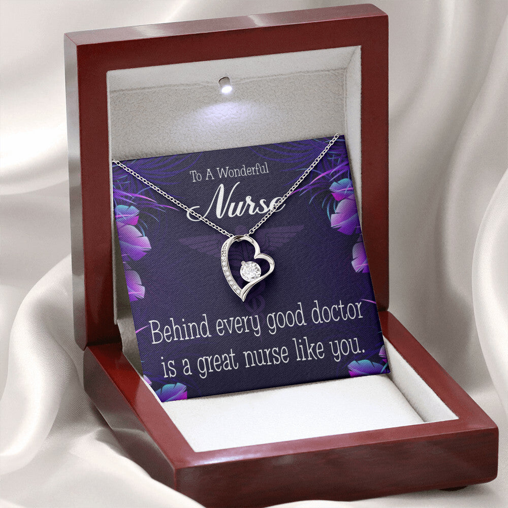 Behind Every Doctor Healthcare Medical Worker Nurse Appreciation Gift Forever Necklace w Message Card-Express Your Love Gifts