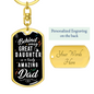 Behind Every Great Daughter To Dad Keychain Stainless Steel or 18k Gold Dog Tag Keyring-Express Your Love Gifts