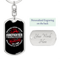 Behind Every Great Firefighter Keychain Stainless Steel or 18k Gold Dog Tag Keyring-Express Your Love Gifts