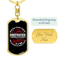 Behind Every Great Firefighter Keychain Stainless Steel or 18k Gold Dog Tag Keyring-Express Your Love Gifts