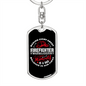Behind Every Great Firefighter Keychain Stainless Steel or 18k Gold Dog Tag Keyring-Express Your Love Gifts