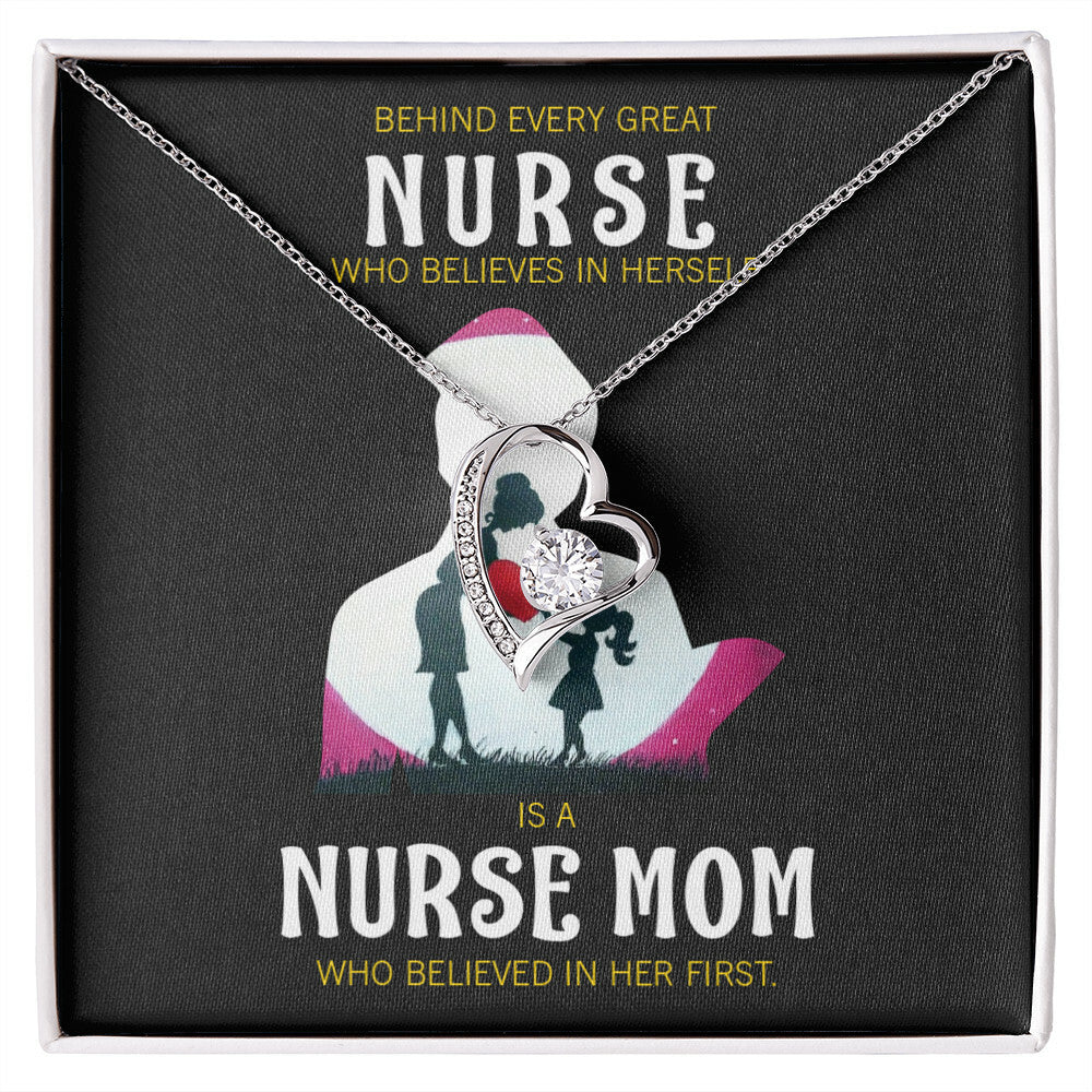 Behind Every Mom Nurse Healthcare Medical Worker Nurse Appreciation Gift Forever Necklace w Message Card-Express Your Love Gifts