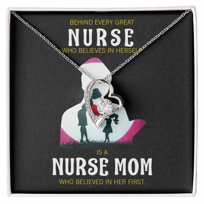 Behind Every Mom Nurse Healthcare Medical Worker Nurse Appreciation Gift Forever Necklace w Message Card-Express Your Love Gifts